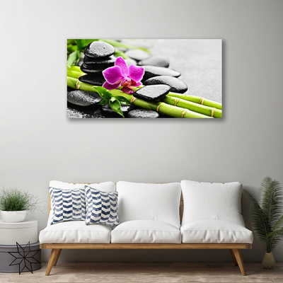 Print van doek Flower bamboe stones art