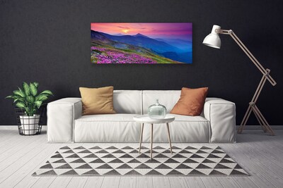 Print van doek Mountain meadow flowers landscape