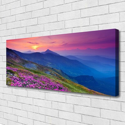 Print van doek Mountain meadow flowers landscape