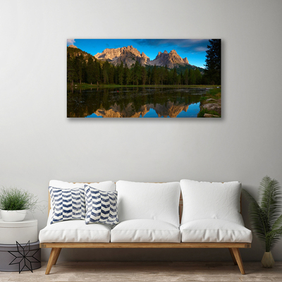 Print van doek Forest lake landscape