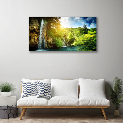 Print van doek Waterval bomen landschap