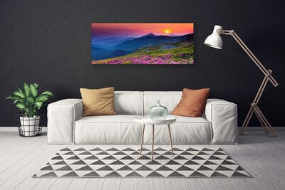 Print van doek Mountain meadow flowers landscape