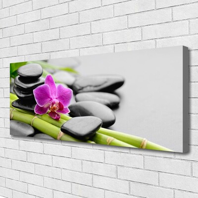 Print van doek Flower bamboe stones art