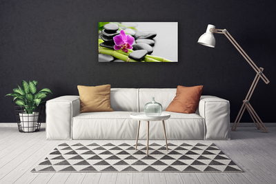 Print van doek Flower bamboe stones art