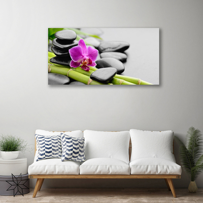 Print van doek Flower bamboe stones art