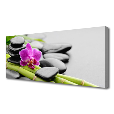 Print van doek Flower bamboe stones art