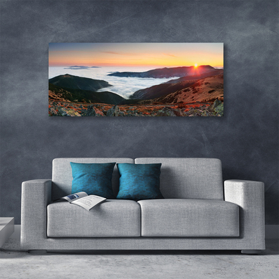 Print van doek Wolken landschap bergen zon