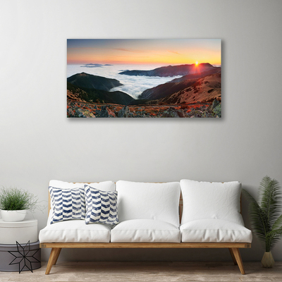 Print van doek Wolken landschap bergen zon