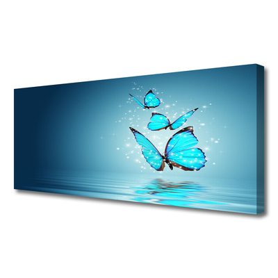 Print van doek Butterflies blue water art