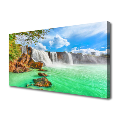 Print op doek Waterfall lake landscape