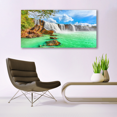 Print op doek Waterfall lake landscape