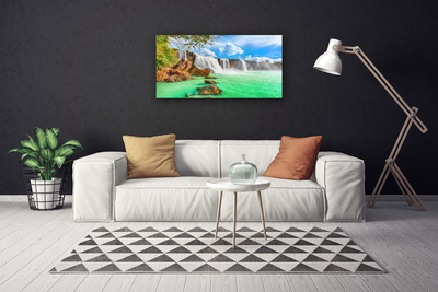 Print op doek Waterfall lake landscape