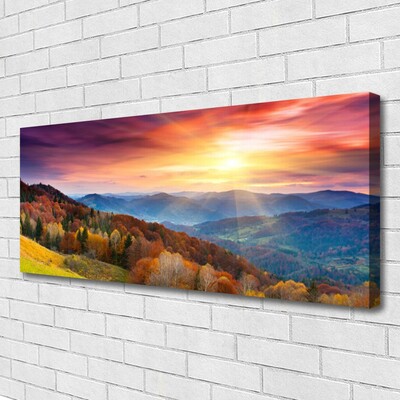 Print op doek The sun mountain forest landscape