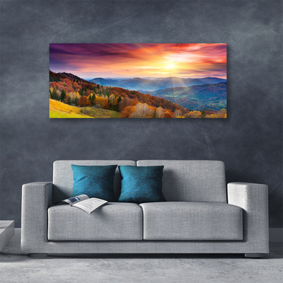 Print op doek The sun mountain forest landscape