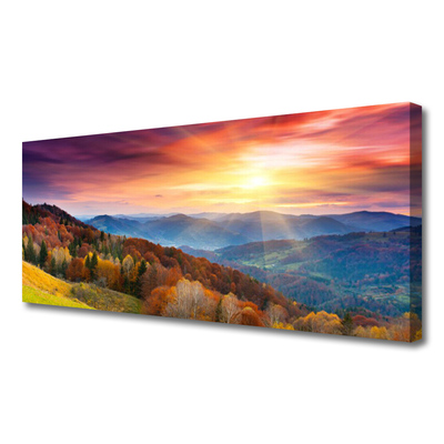 Print op doek The sun mountain forest landscape