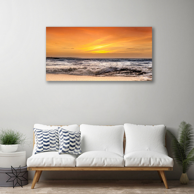 Print op doek Sun sea waves landschap