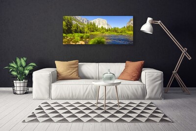 Print op doek Forest lake mountain nature