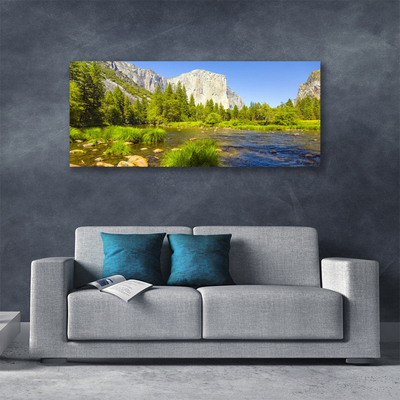 Print op doek Forest lake mountain nature