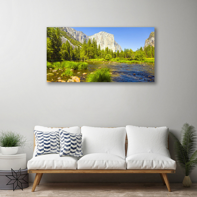 Print op doek Forest lake mountain nature