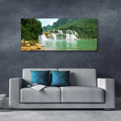 Print op doek Bos waterval landschap