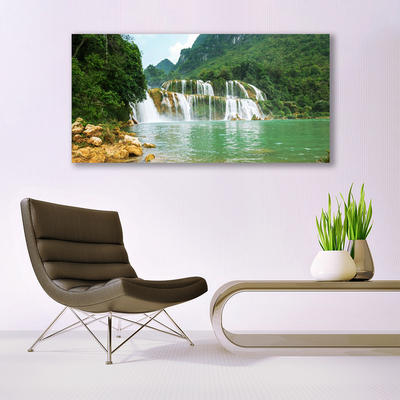 Print op doek Bos waterval landschap