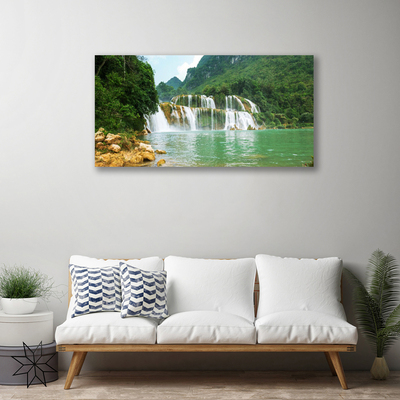 Print op doek Bos waterval landschap