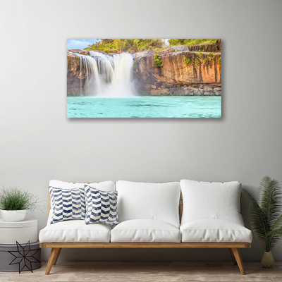 Print op doek Waterfall lake landscape