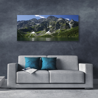 Print op doek Lake forest mountain landscape