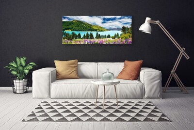 Print op doek Mountain forest lake landscape