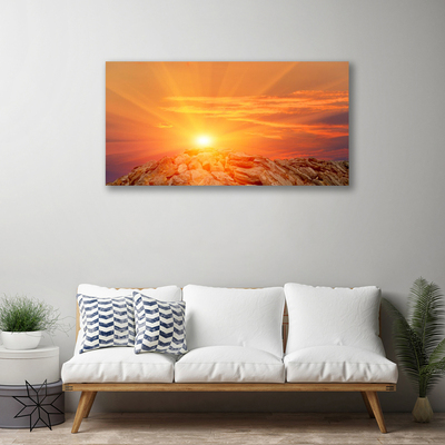 Print op doek Hemel van de zon landschap van de berg