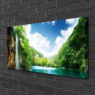 Print op doek Forest lake mountain nature