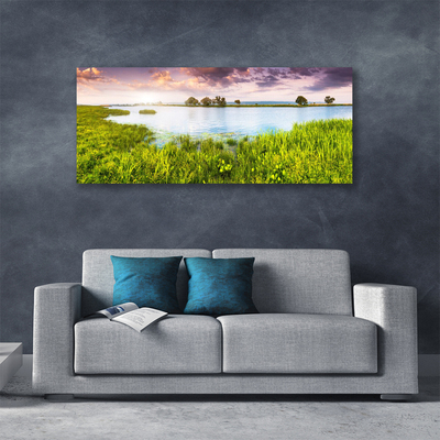 Print op doek Grass lake nature