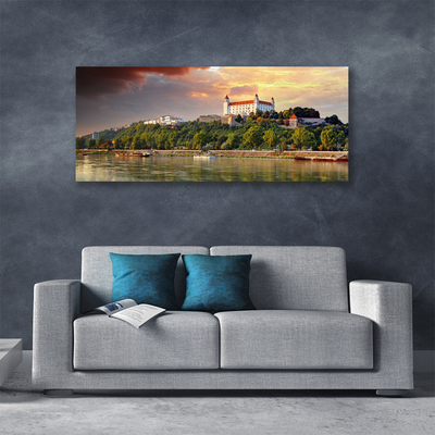 Print op doek Town lake landscape