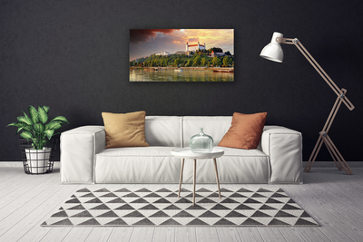 Print op doek Town lake landscape