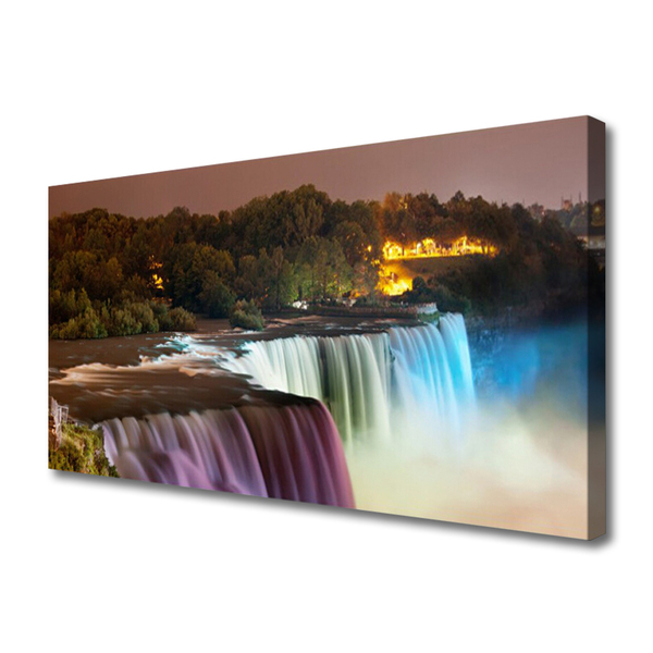 Canvas doek foto Bos waterval natuur