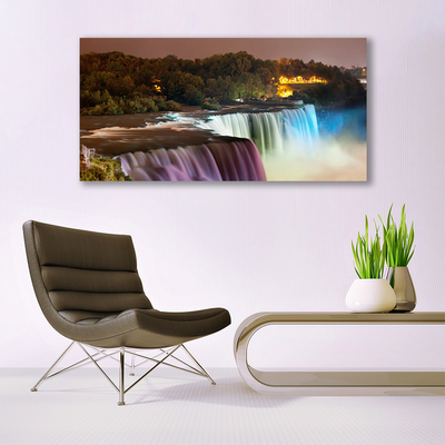 Canvas doek foto Bos waterval natuur