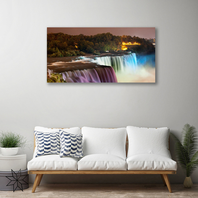 Canvas doek foto Bos waterval natuur