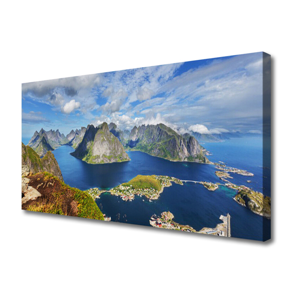 Canvas doek foto Mountain landscape sea bay