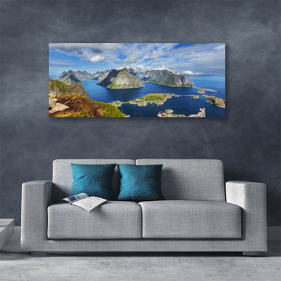 Canvas doek foto Mountain landscape sea bay