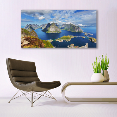 Canvas doek foto Mountain landscape sea bay