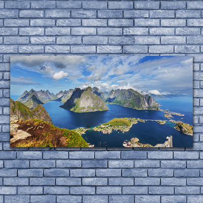 Canvas doek foto Mountain landscape sea bay