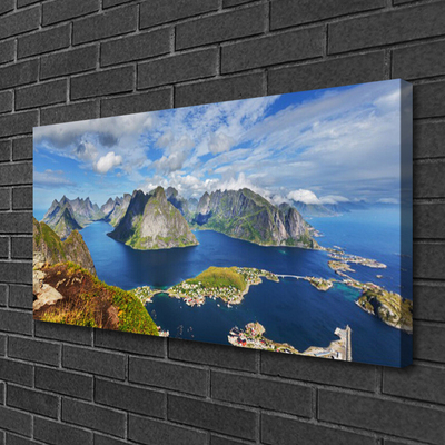 Canvas doek foto Mountain landscape sea bay