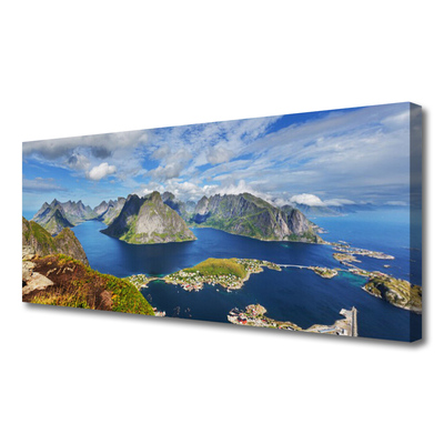 Canvas doek foto Mountain landscape sea bay