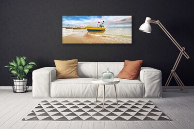 Canvas doek foto Boot beach overzees landschap