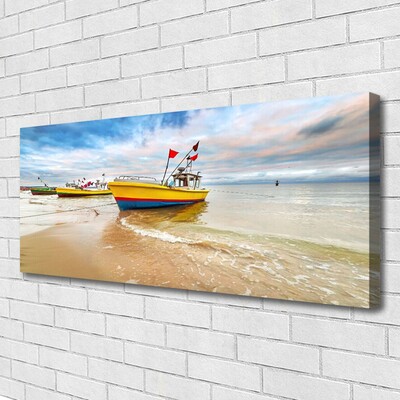 Canvas doek foto Boot beach overzees landschap