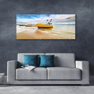 Canvas doek foto Boot beach overzees landschap