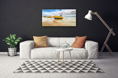 Canvas doek foto Boot beach overzees landschap