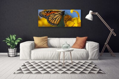 Canvas doek foto Butterfly flower nature