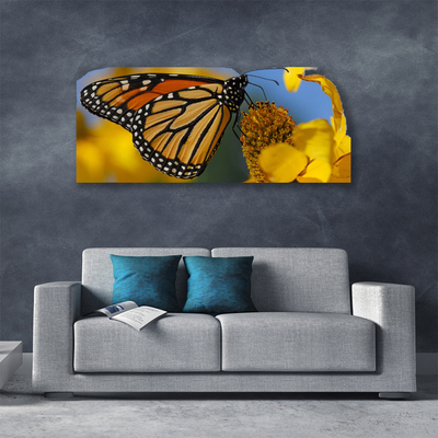 Canvas doek foto Butterfly flower nature