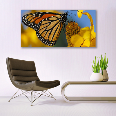 Canvas doek foto Butterfly flower nature